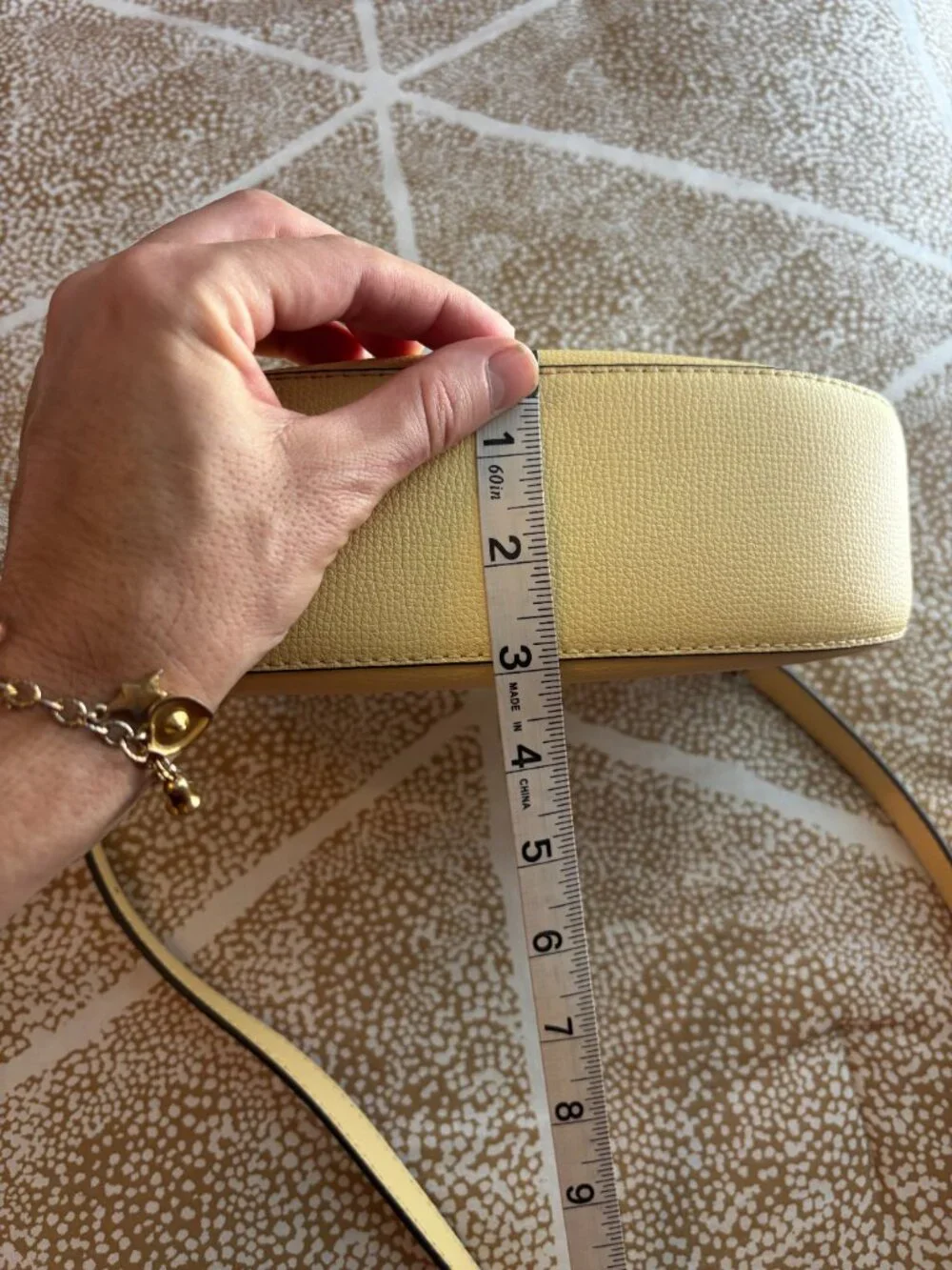 kate spade Yellow Pebbled Leather Crescent Shoulder Bag w/ Adjustable Strap